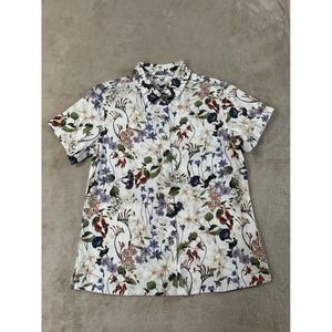 Yiume Hawaiian Aloha shirt Mens Size Medium Floral AOP Short Sleeve EUC